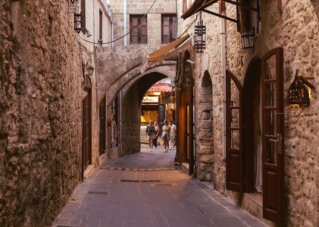 streets in the old town of rhodes