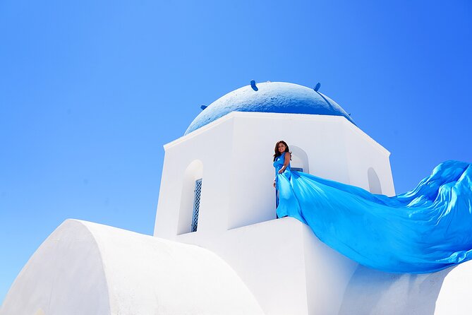 Private Flying Dress Photoshoot in Santorini